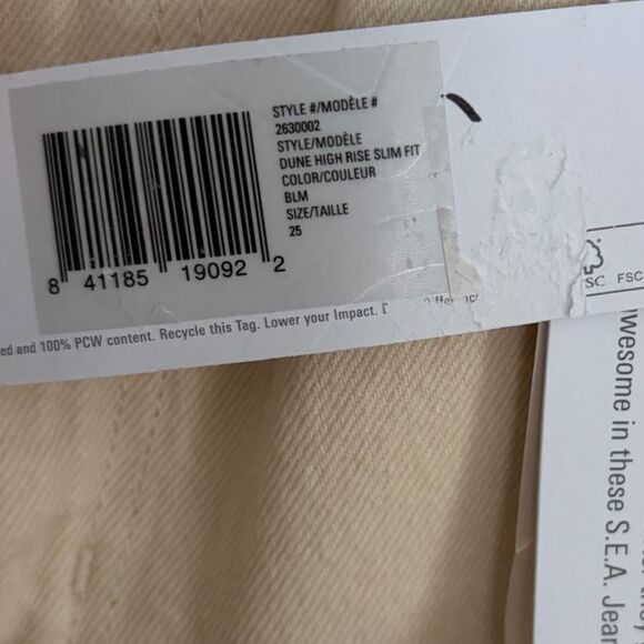 Outerknown SEA Dune High Rise Slim Fit Jeans 25 - Picture 5 of 7